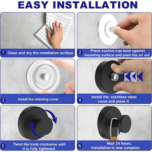 Stainless steel suction cup hooks without drilling, non-marking shelf, kitchen and bathroom vacuum hangers, glass towels