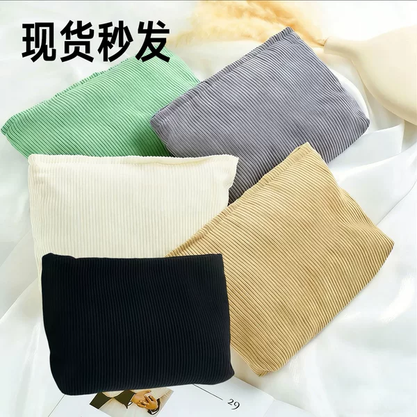 Cross-Border Supply of Multi-Color Corduroy Toiletry Bags with Large Capacity and Zipper Closure, Available for Immediate Delivery