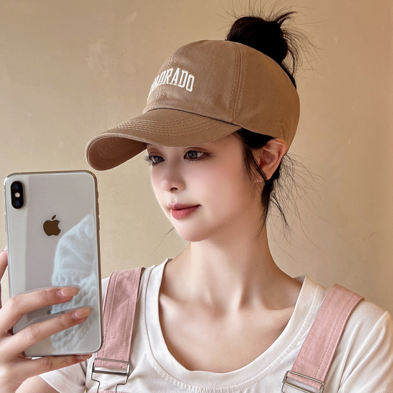 Hat Women's 2023 New Summer Empty Top Running Cap Baseball Cap Showing Face Small Sunshade Sun Hat