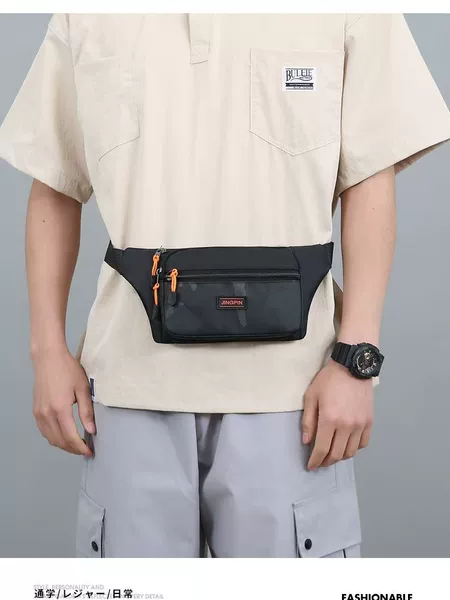 Men's New Waist Bag Multi-compartment Mobile Phone Bag Fashionable Casual Large Capacity Anti-splashing Water Work Site Work Change Men's Bag