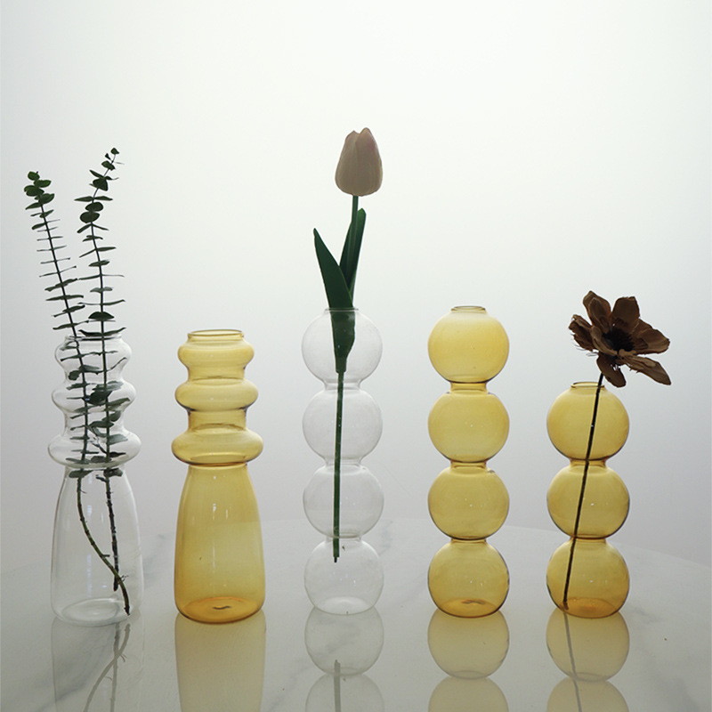 Florero pequeño de cristal, nicho hidropónico para cultivo en agua, adorno transparente con forma de burbuja, decoración para arreglos florales en la sala de estar, bola de cristal con forma geométrica