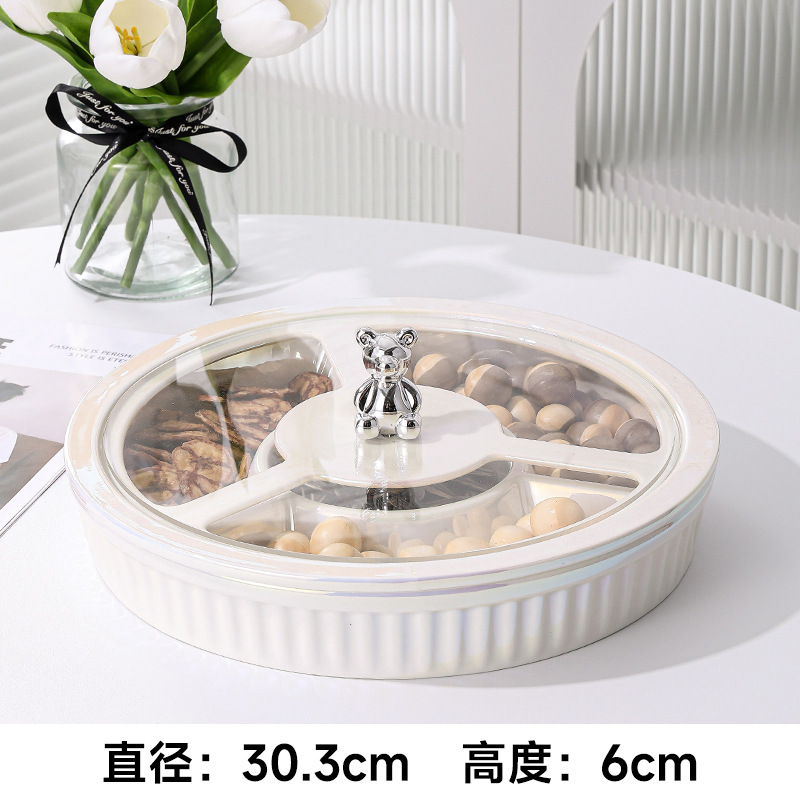 라운드 그리드 다채로운 과일 접시 + 곰