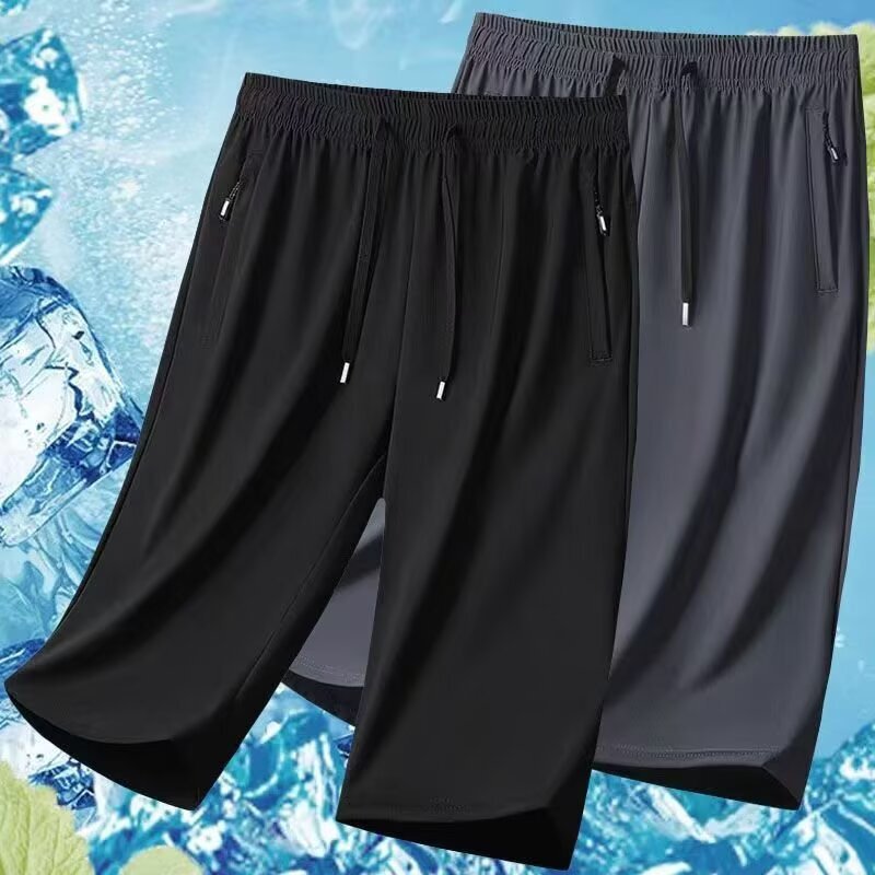 2026 Summer New Style Ice Silk Shorts for Men, Thin Casual Pants, High Elasticity, Quick-Drying, Fitness Running, Three-Quarter Ice Silk Pants 2026 Summer New Style Ice Silk Shorts for Men, Thin Casual Pants, High Elasticity, Quick-Drying, Fitness Running, Three-Quarter Ice Silk Pants