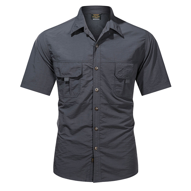 2026 Summer Short-Sleeve Shirt Men's Outdoor Loose Tactical Shirt Casual Hiking Shirt Thin