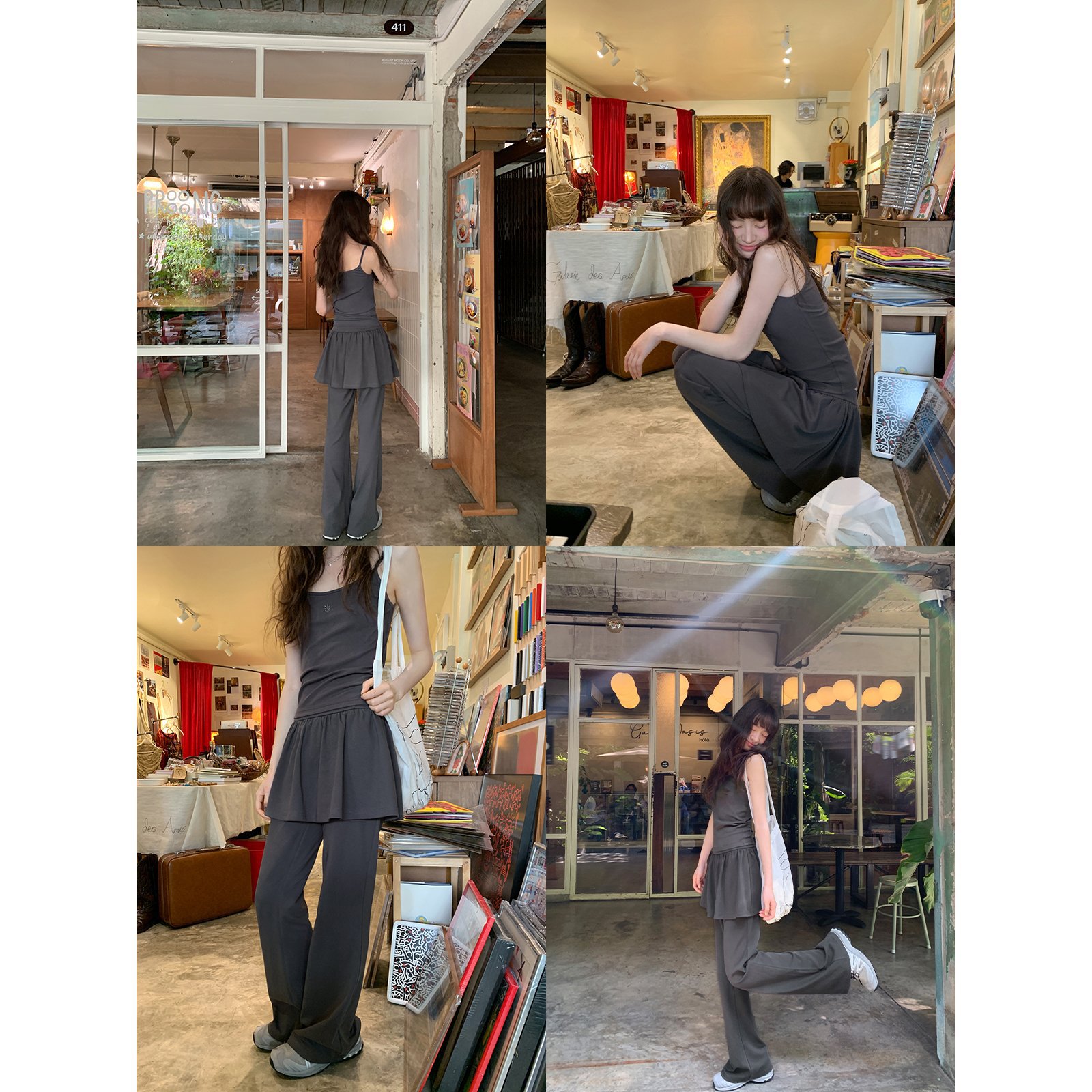 Hello Canon Fake Two-Piece Curtain-Style Splicing Casual Pants for Women Summer 2025 New Slim Fit Slimming Micro-Flared Trousers