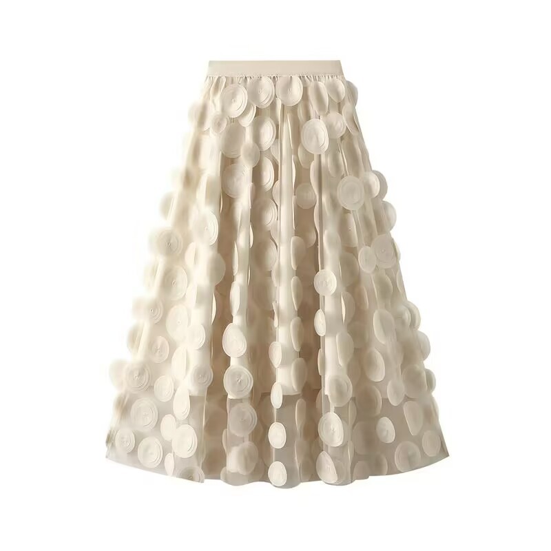 Skirt Dresses Type Summer Spring Streetwear Round Dots Solid Color Polyester Midi Dress Skirts