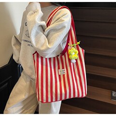 夏の旅行のファッションの百合の収納袋の女子学生のレジャーの特包の韓系の怠惰な風のストライプの両面のショルダーバッグ