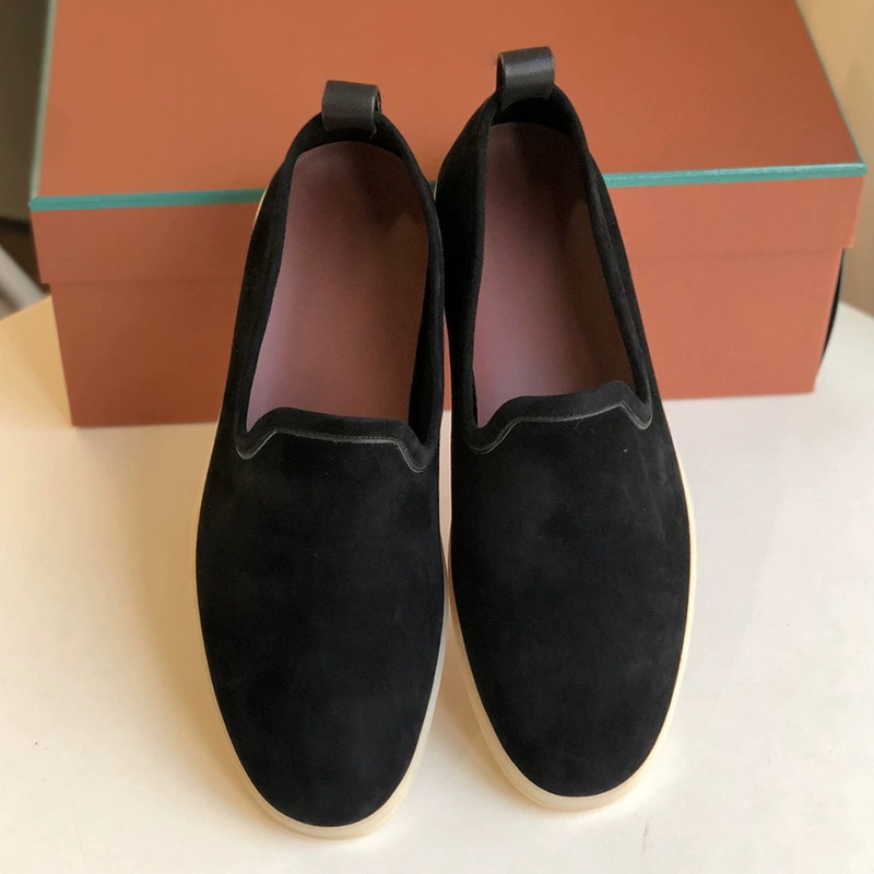 Мужские туфли без шнуровки с круглым носком Moka, удобные туфли LP, европейские и американские замшевые экспортные туфли на плоской подошве, лоферы для ленивых