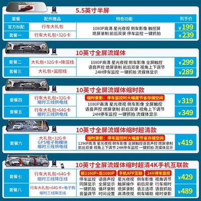 New Model Zero Degree Lingdu Driving Recorder with High-Definition Reversing Image, Lingdu Car Rearview Mirror Streaming Media Full Screen (Naviqasiyalı ağıllı güzgülər) - package-1-dual-lens-black