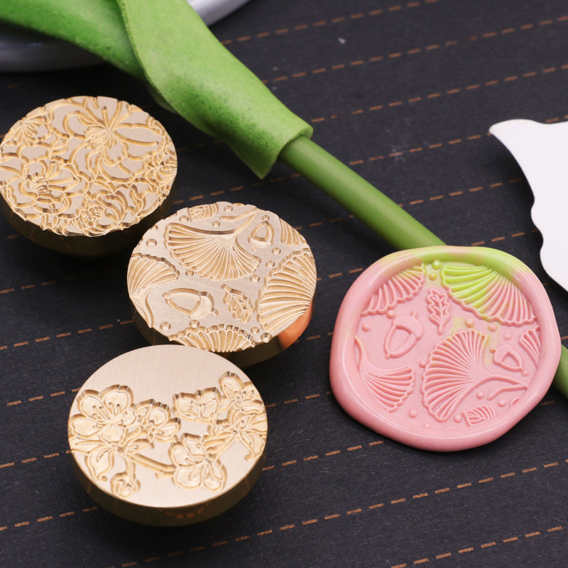 Cabeza de sello de pintura de fuego cabeza de cobre de planta verde patrón confeccionado sobre sellado cera sello de pintura de fuego Cabeza Fábrica al por mayor