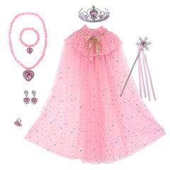 高品質兒童披肩薄紗外搭披風 愛莎公主裝飾斗篷 舞台表演裝扮網紗