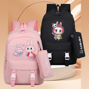 A variety of pull bu primary and secondary school students printed kapibala two-piece set with pencil case large capacity light student shoulder
