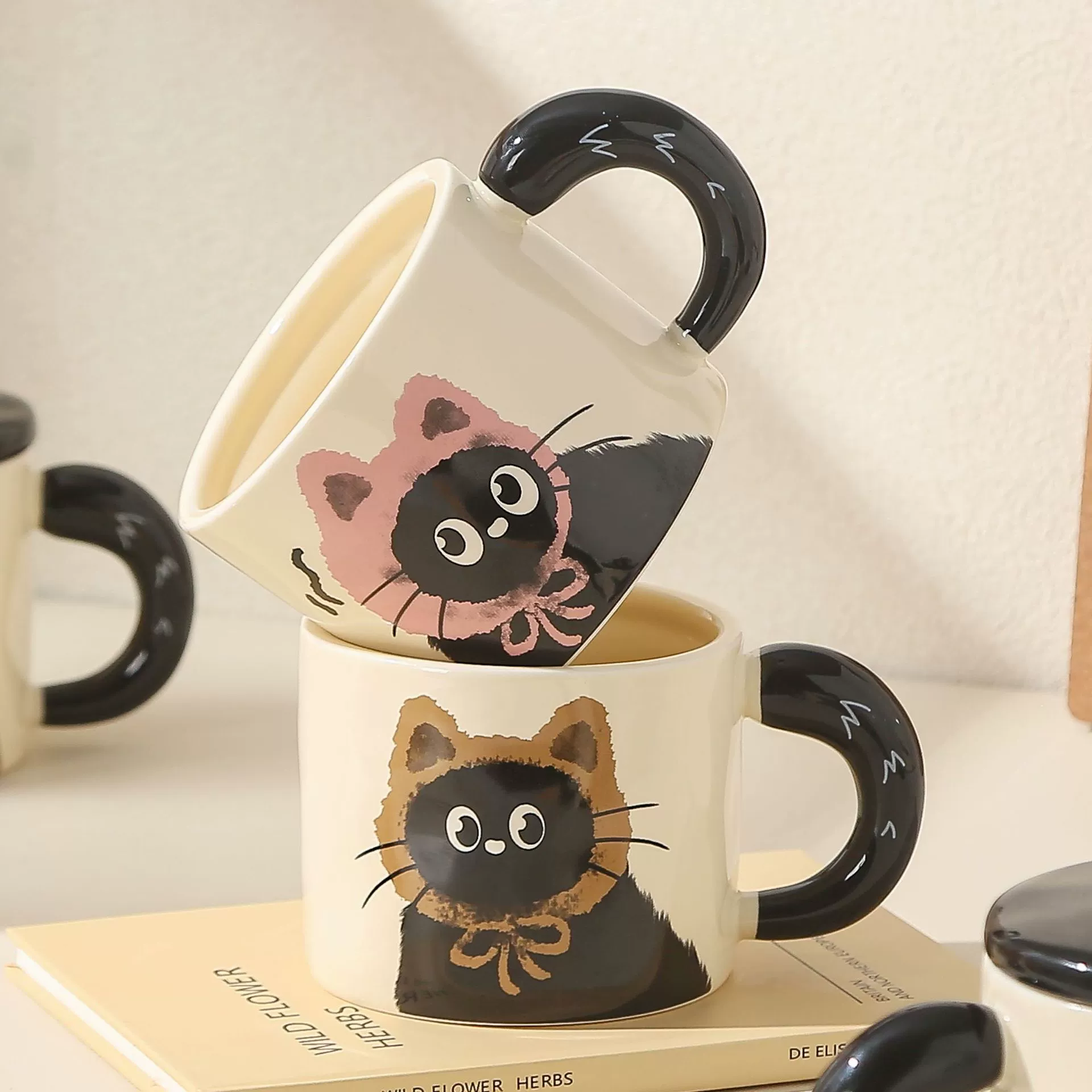 Керамическая чашка для кота, офисная кружка водяная чашка с крышкой, керамический подарок паре с подарочной коробкой на день рождения