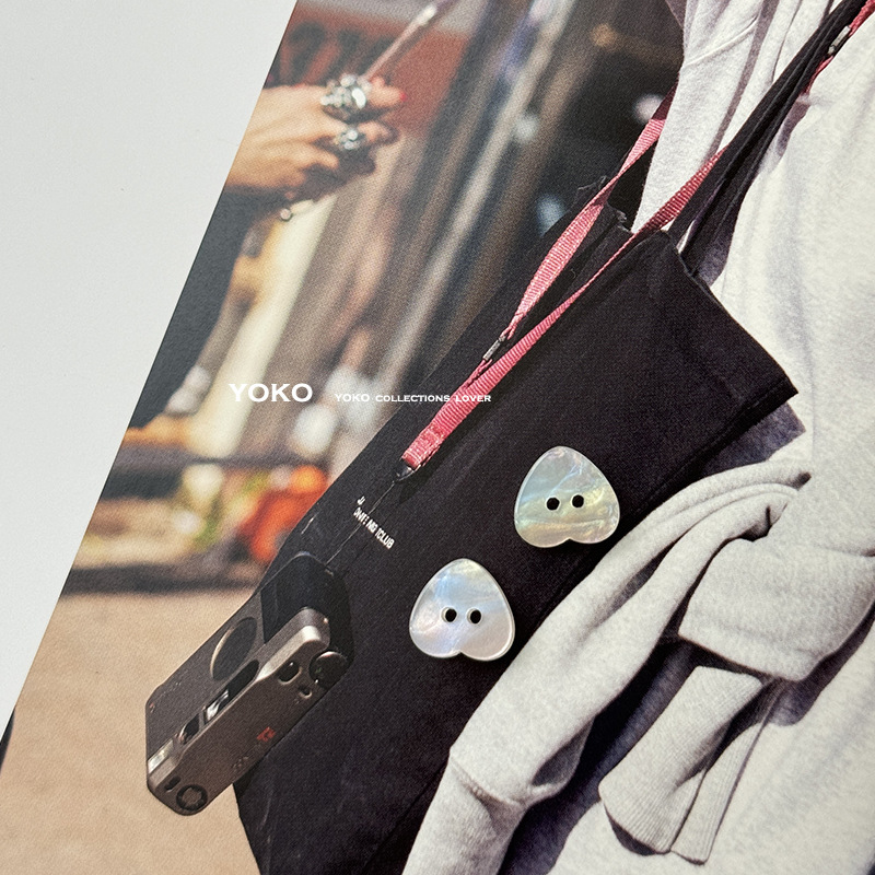 YOKO Love Shirt Button Heart Shaped Knitwear Heart Shaped Button Two Eyes Square Shirt Triangle Knitwear Button