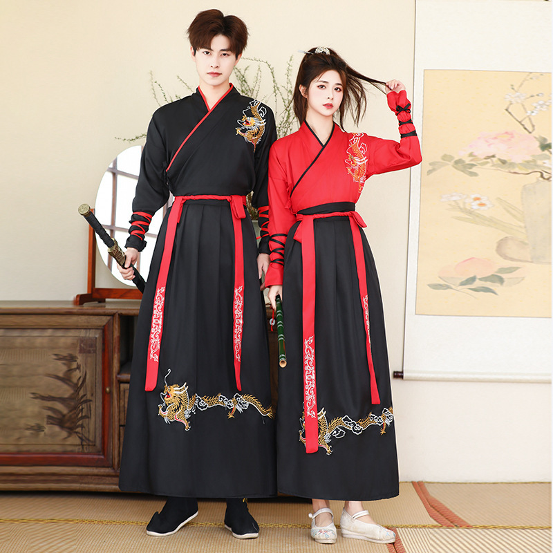 卒業写真改良された古代衣装漢服女性中国風クロスカラー古代スタイル男性武術スーツ学生カップルスーツクラススーツ|undefined