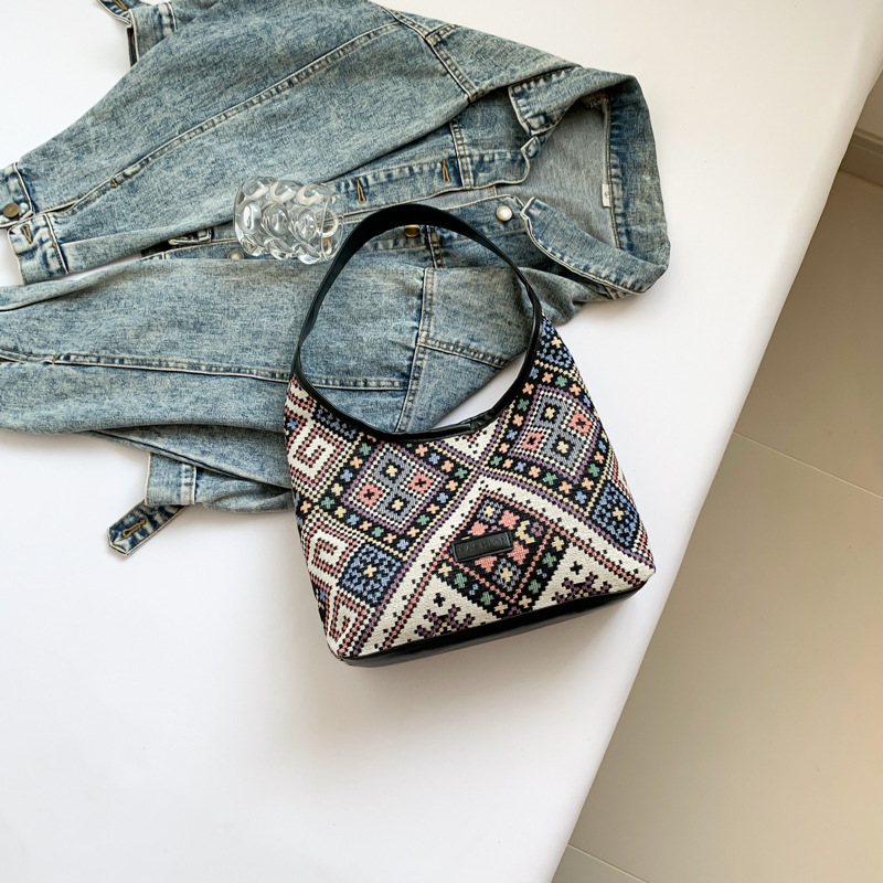 Bolsos de gran capacidad de estilo nacional 2024 bolsas de hombro de impresión de verano, bolsas de clase diarias de estudiantes de estilo exterior