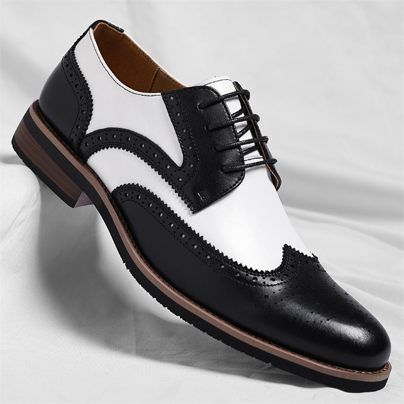 Cross-Border Foreign Trade Version of British Simple and Fashionable Color-Blocking Amazon Casual Men's Shoes, Business Work Leather Shoes, Men's Formal Shoes