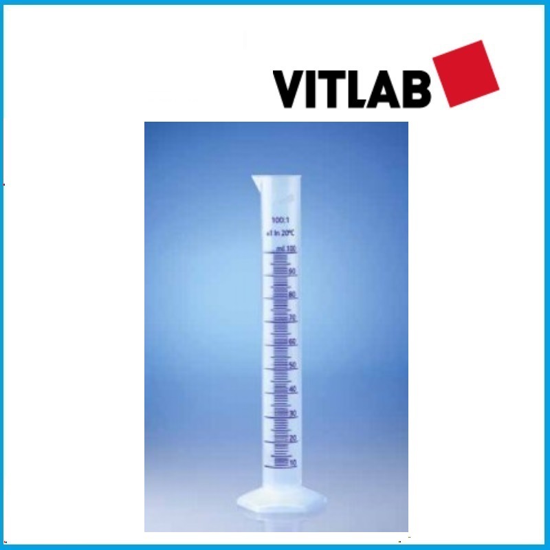 10ml 带蓝色凸起刻度量筒 PP B级 646081 VITLAB品牌