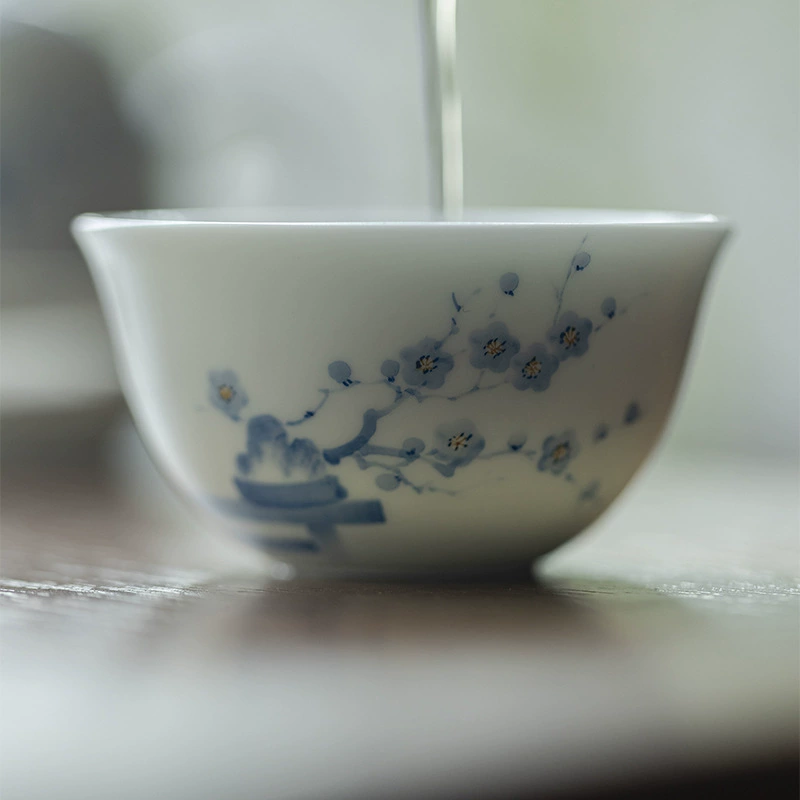 Китайская глина Qing Dynasty мастера ручной росписи Jade керамическая чашка с чайным набором Kung Fu керамическая чашка голубой и белый глазурованный чайник чайная чашка чая в доме