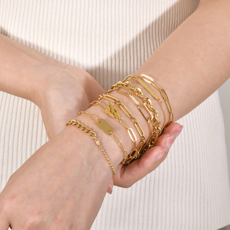 Casual Stainless Steel Bracelet, Women's Fashion Basic Cross Chain with Chain, Titanium Steel Gold-Plated Elegant Niche Accessories Casual Stainless Steel Bracelet, Women's Fashion Basic Cross Chain with Chain, Titanium Steel Gold-Plated Elegant Niche Accessories