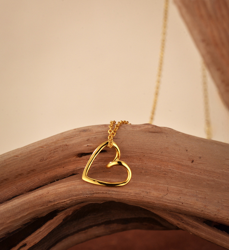 925 Sterling Silver Material 925 Sterling Silver Cable Chain Plating Heart Shape Pendant Necklace