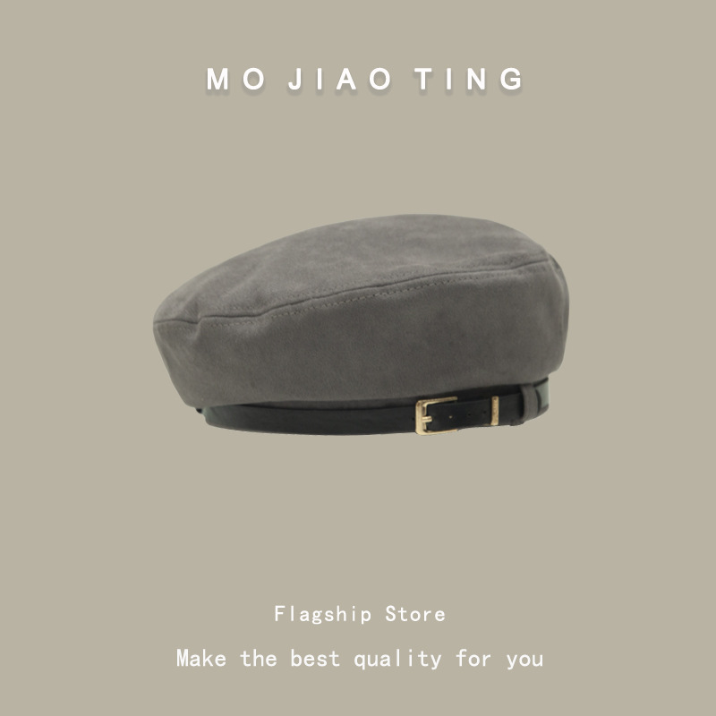 Gran Bretaña botón de cinturón boina nicho mujer de seda japonés retro boina inns red artista sombrero de moda