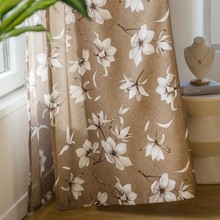 新款美式田园棉麻 客厅卧室飘窗落地窗帘 拼接窗帘布成品现代简约