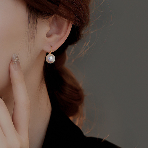 S925 Silver Needle Yellow Round Pearl Earrings for Women - Unique Design, High-End, Simple and Versatile Earrings - Best Selling