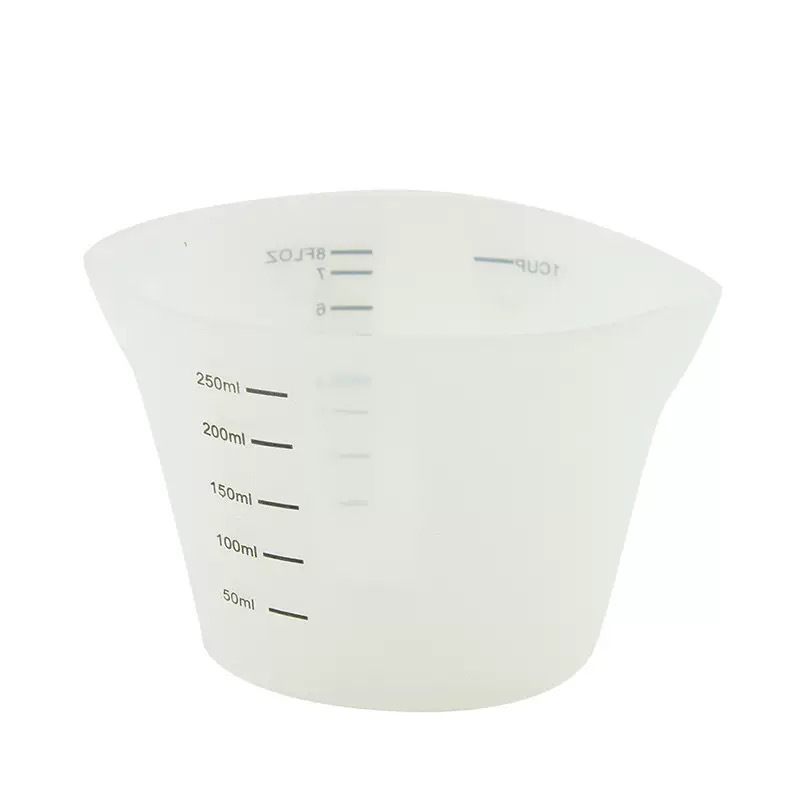 Taza medidora de silicona resistente a altas temperaturas, juego de tazas medidoras de líquidos de 125 ml y 250 ml, taza medidora graduada, herramientas de cocina para hornear, venta al por mayor