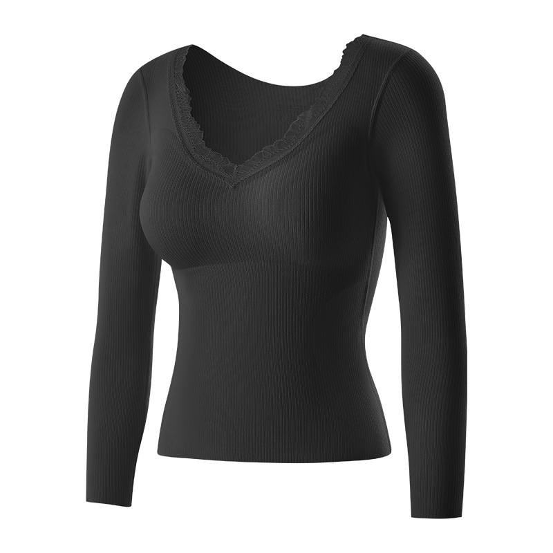 Finna Fu seda de cachemira ropa interior cálida mujer delgada con almohadilla de pecho suéter de algodón fondo chaqueta de otoño conjunto de pantalones de otoño