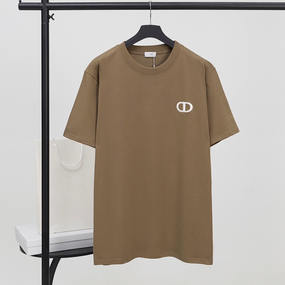 オリジナル版高バージョンDO家夏の新型アルファベットロゴ凹凸刺繍ロゴ丸襟男女半袖tシャツ