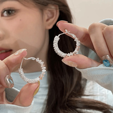 银色碎银耳圈破碎感氛围感气质耳环女s925银针百搭杨紫同款耳坠