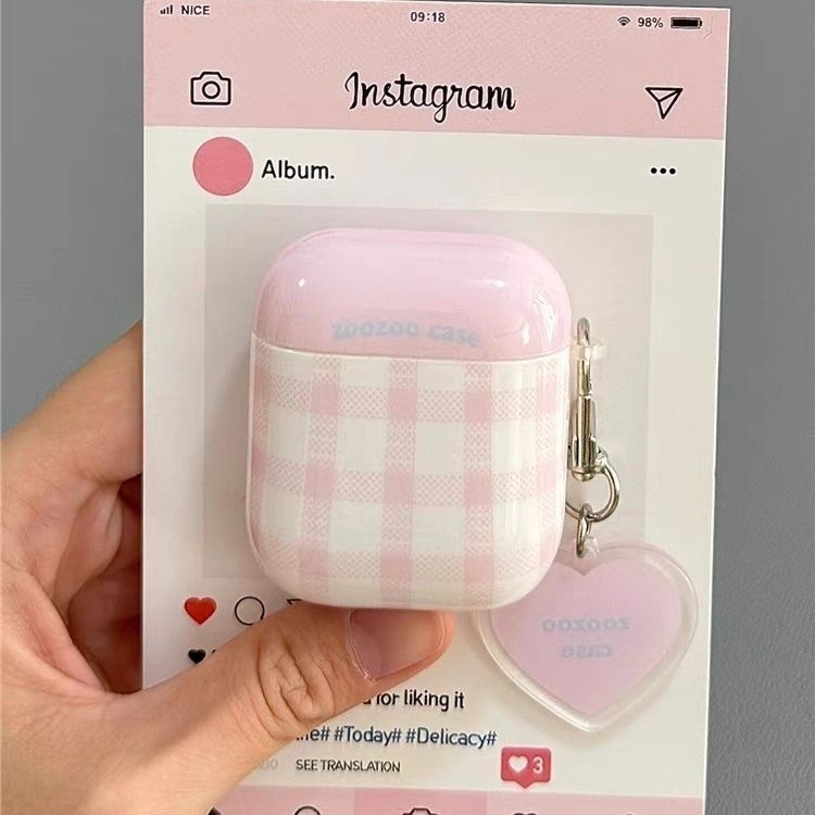 Защитный чехол для Apple AirPods с подвеской и клетчатым принтом