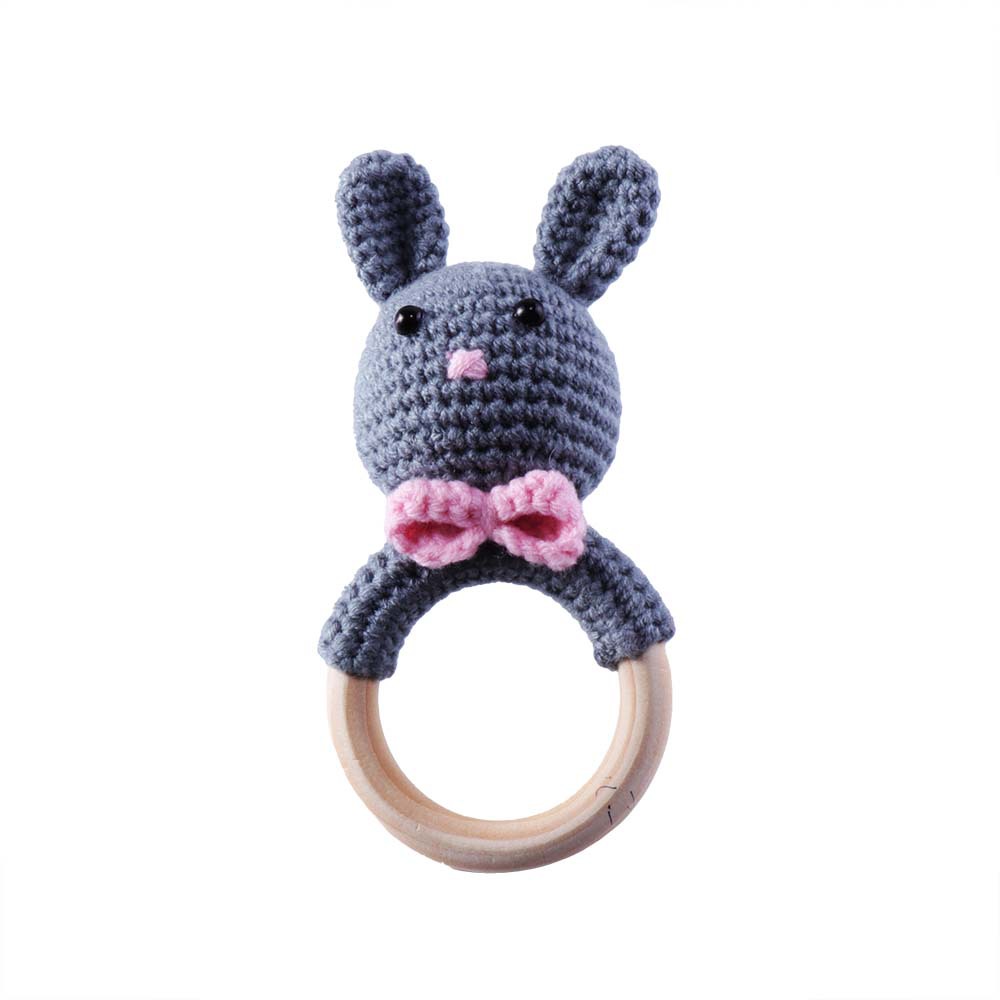 Baby Knitted Rattle Bell Wooden Ring Sounding Rattle Toy Rattle Toy Baby Soothing Doll Hand Crocheted Weaving display picture 30
