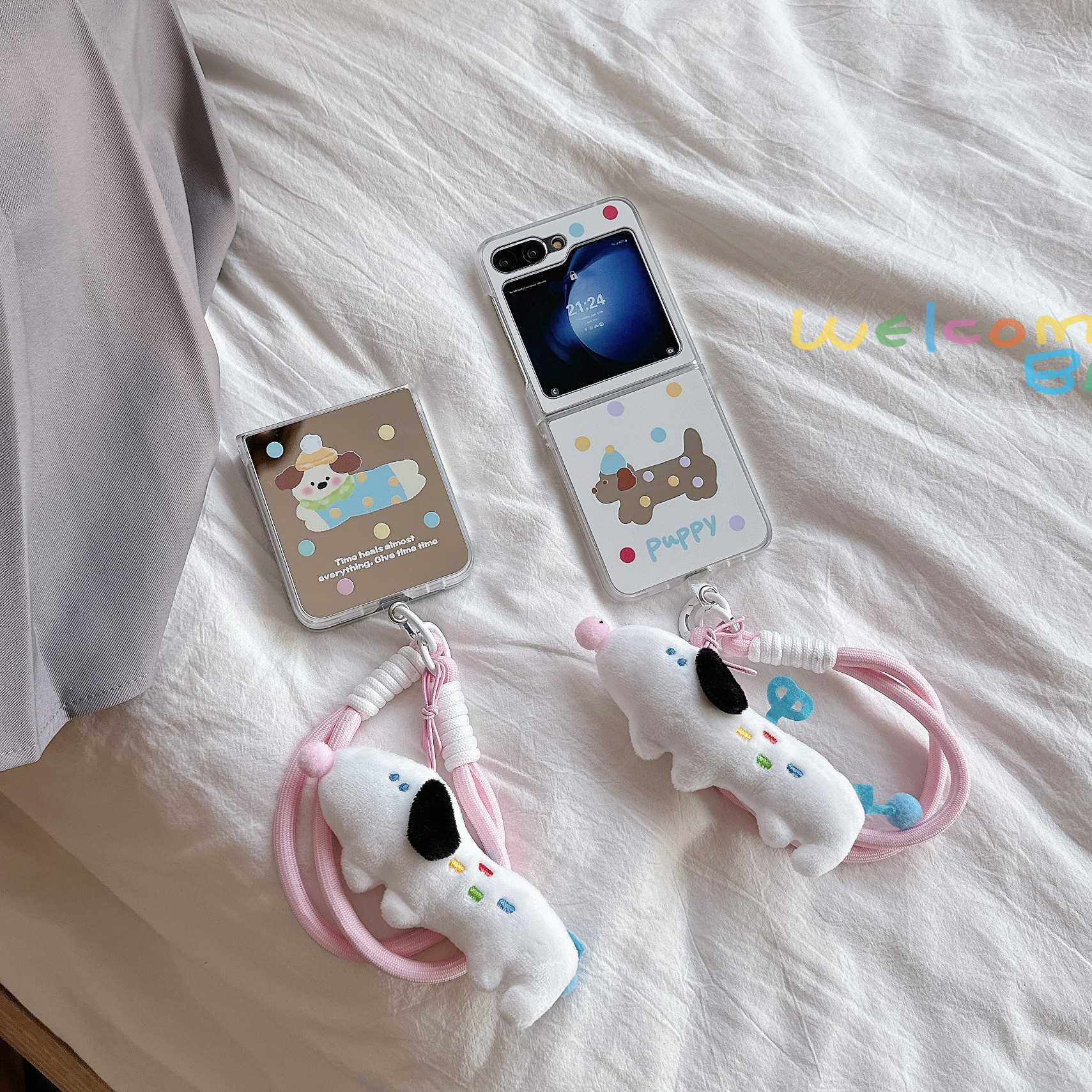 New Mirror Wave Dot Dog Samsung ZFlip6 Generation Folding GalaxyZFlip3/4/5 Generation Phone Case_voghion.com