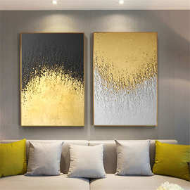 欧式复古金色菱形多边形黑白抽象帆布画艺术印刷图片海报装饰画芯