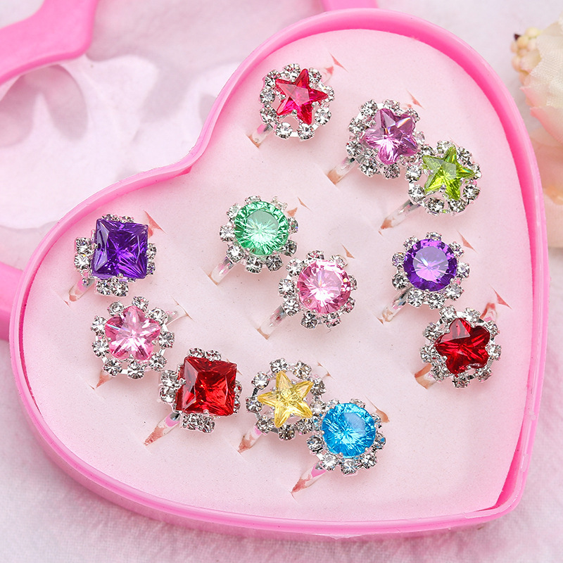 Rhinestone ring 12 pieces in box