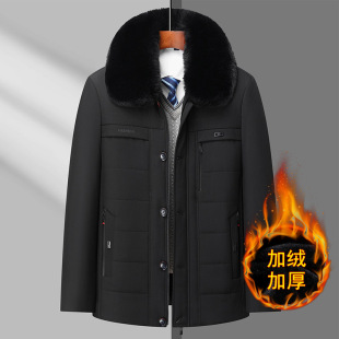 Dad winter clothes middle-aged and elderly men's cotton-padded coat 50-year-old 60 middle-aged fleece-lined thickened father cotton-padded coat men's cotton-padded jacket