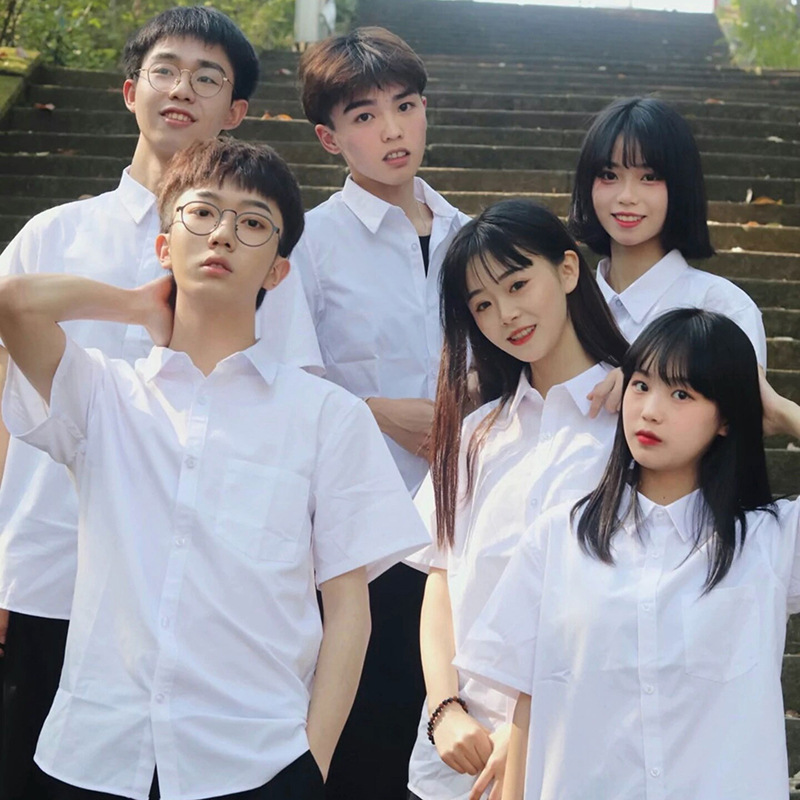 Japanese jk uniform summer white shirt female high school student graduation college style male DK shirt loose short sleeve class clothes