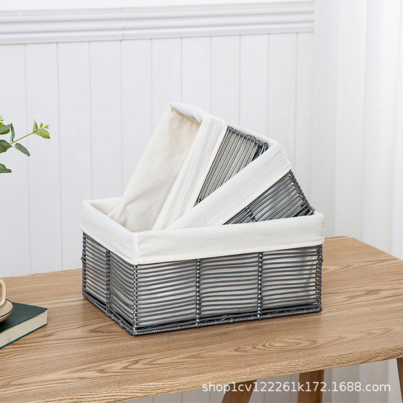 Canasta de almacenamiento de artículos diversos de escritorio caja de almacenamiento moderna simple canasta de almacenamiento de ratán como canasta de almacenamiento tejida rectangular para el hogar