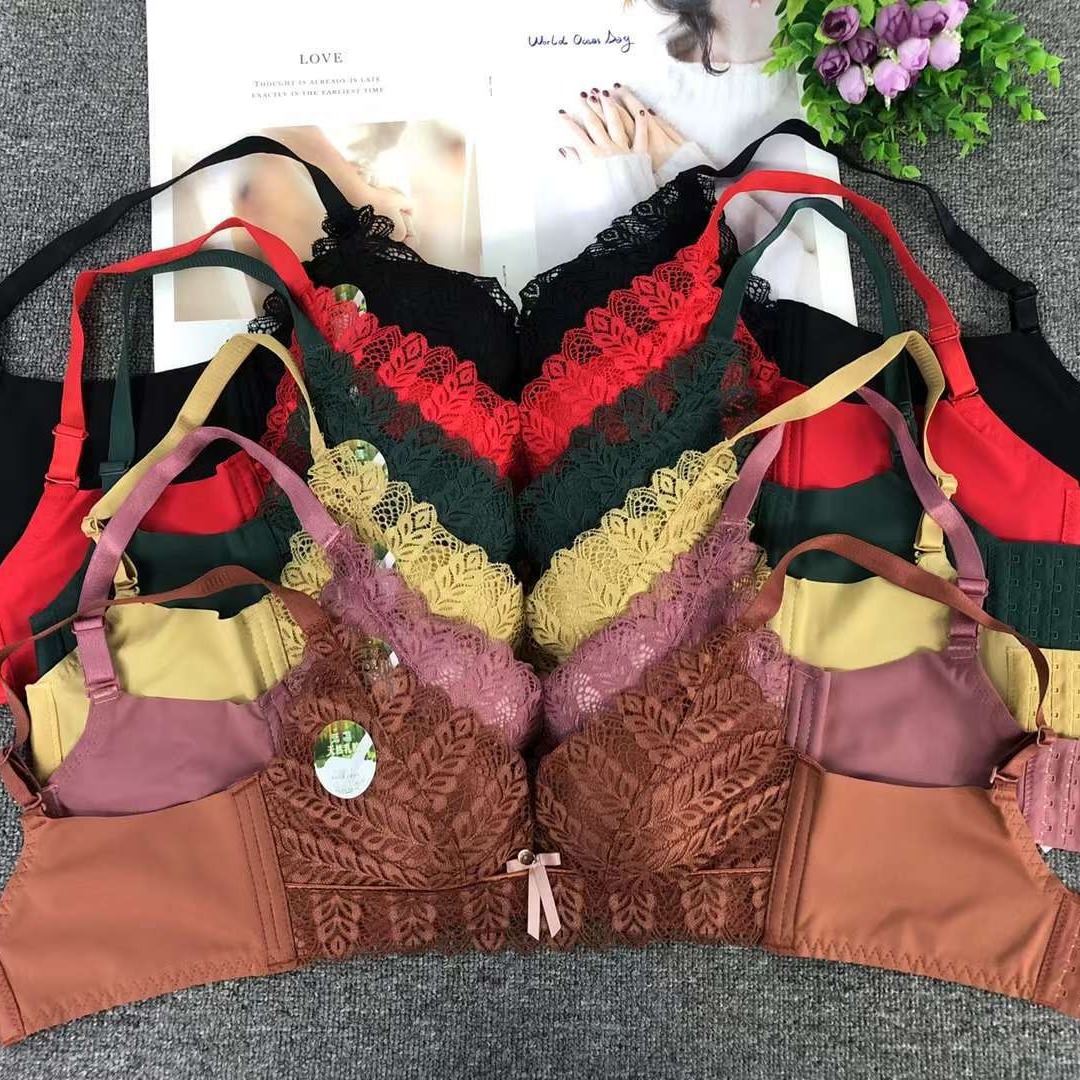 Nuevo sujetador sin anillo de acero de moda de encaje jacquard transpirable y cómodo, ropa interior de alta calidad, delgada y gruesa de cuatro botones para mujeres image 1