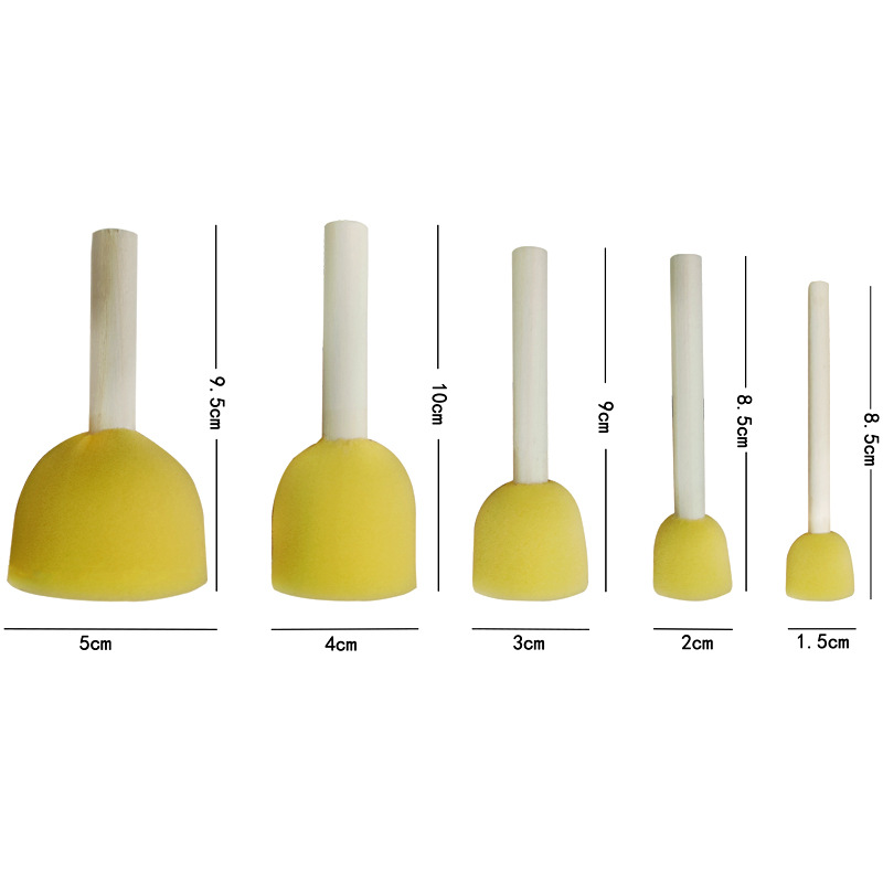 Los niños DIY pintura esponja sello cepillo graffiti arte cepillo Fábrica al por mayor de madera mango redondo seta esponja cepillo de pintura