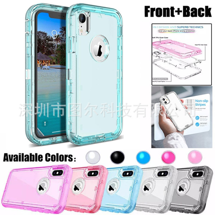 Ready Stock Suitable for iPhone Xr XS Max Phone Case Three-In-One Transparent Three-Proof Robot Anti-Drop Protective Cover