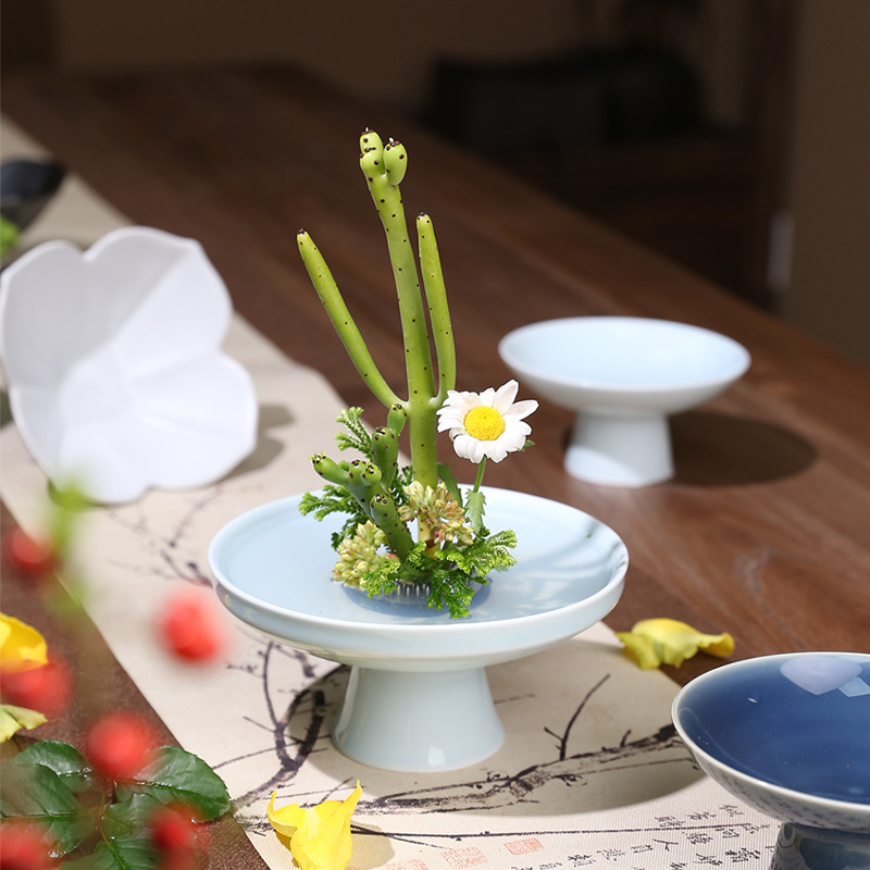 高腳插花器皿花器禪意中式日式復古迷你小花器茶台擺件創意水培皿