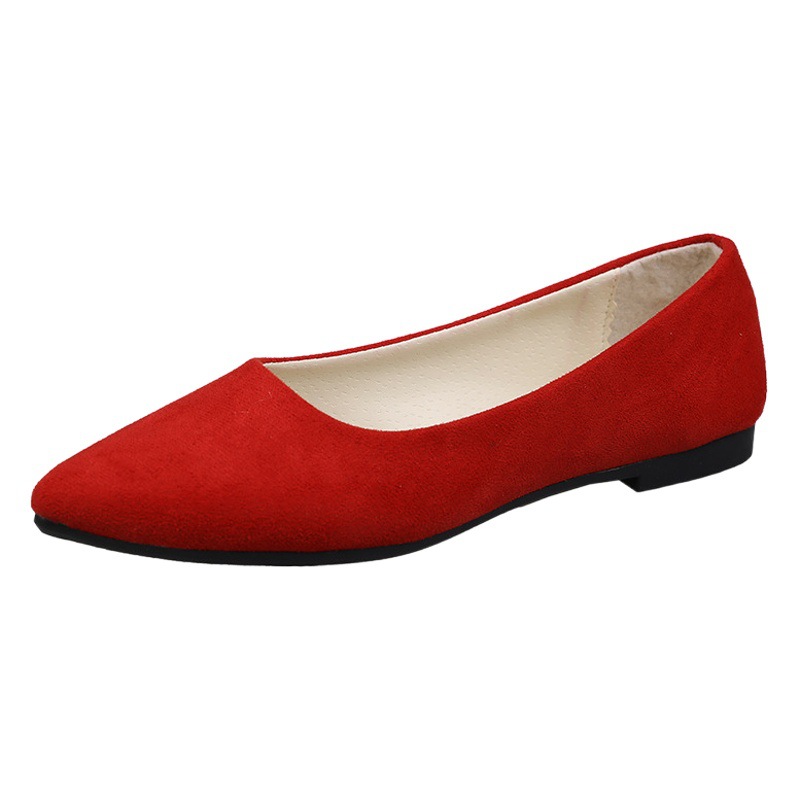 Women's Flats 2026 Spring/Summer New Style Pointed Toe Shallow Loafers Suede Large Size Women's Shoes Export Work Shoes