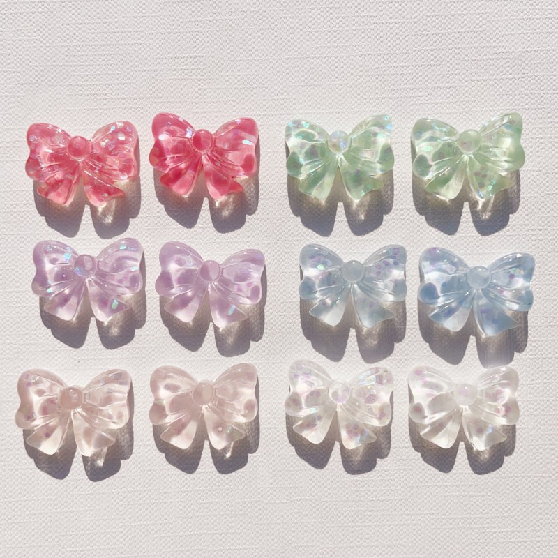 透明彩片蝴蝶结树脂贴片diy奶油胶手机壳贴片冰箱贴树脂配件材料
