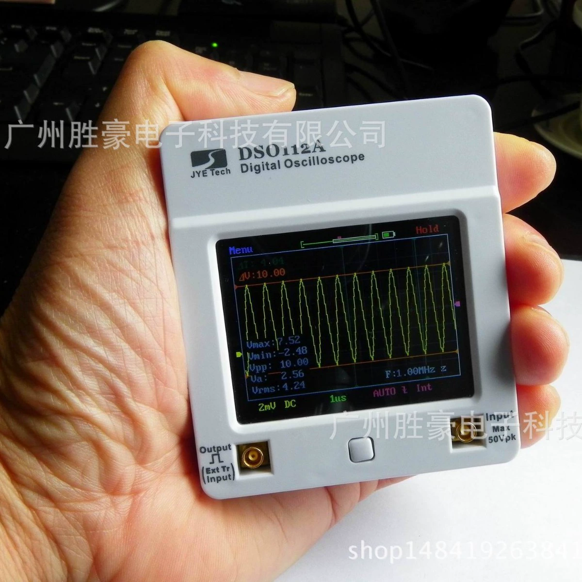 Карманный осциллограф JYETechDSO112A, полоса пропускания 2 МГц, 5 м, Полноэкранный сенсорный портативный цифровой осциллограф