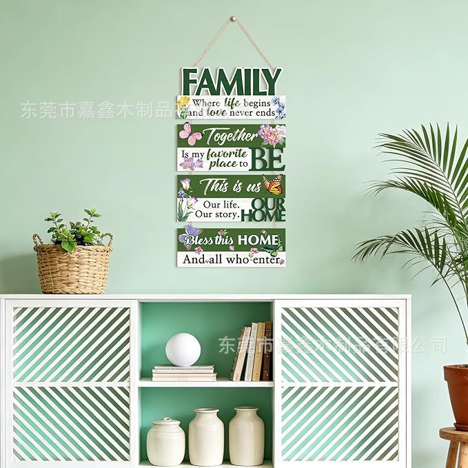 Cross-Border Wooden Front Door Sign, Country Farmhouse Family Wall Decoration, Door Hook, Front Porch Wooden Hanging Sign