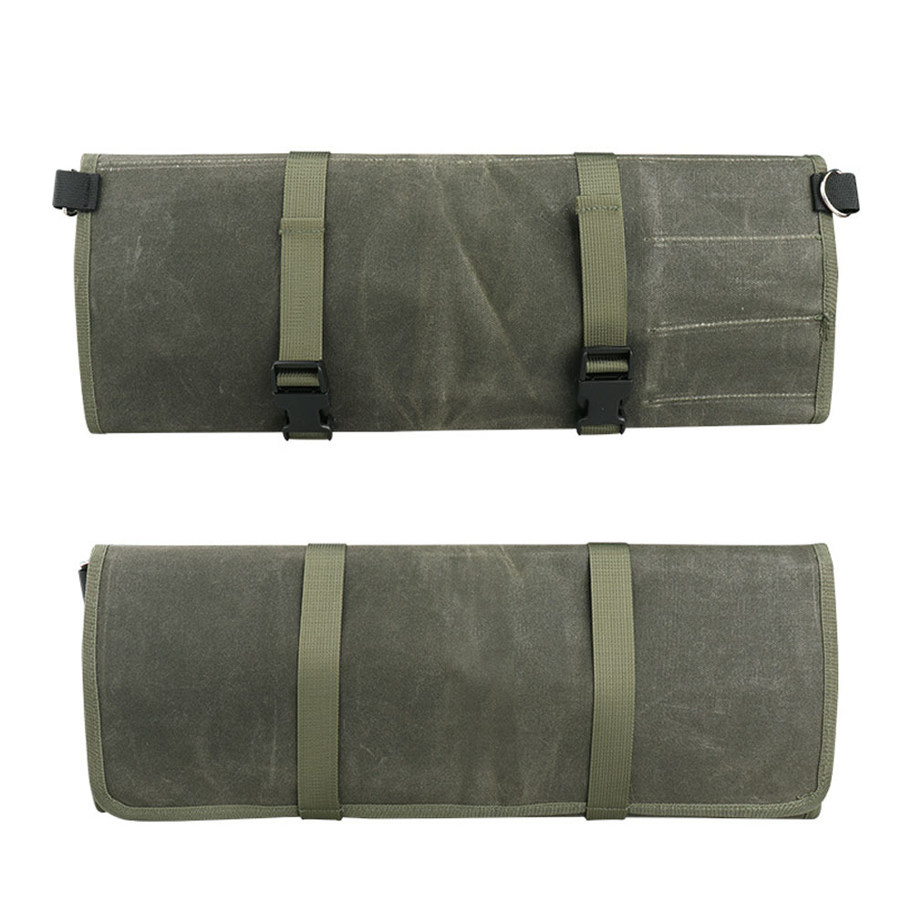 Bolsa de chef de lona de cera de aceite, plegable, portátil, de gran capacidad, antiarañazos, utensilio de cocina, bolsa de cosméticos, cuchillo de cocina, bolsa de herramientas de chef
