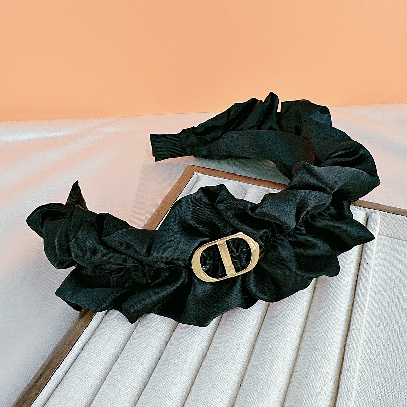 Alta cráneo superior negro plisado diadema horquilla de las mujeres lavado facial banda de pelo borde ancho versátil 2023 Internet celebridad nueva diadema